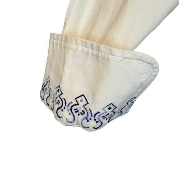 Robert Graham White Mens Embroidered Blue Flip Cuff Button Up Long Sleeve Shirt - Picture 11 of 11